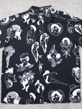 Straight to Hell AOP Shirt Mens Large Black Women All Over Print Short Sleeve